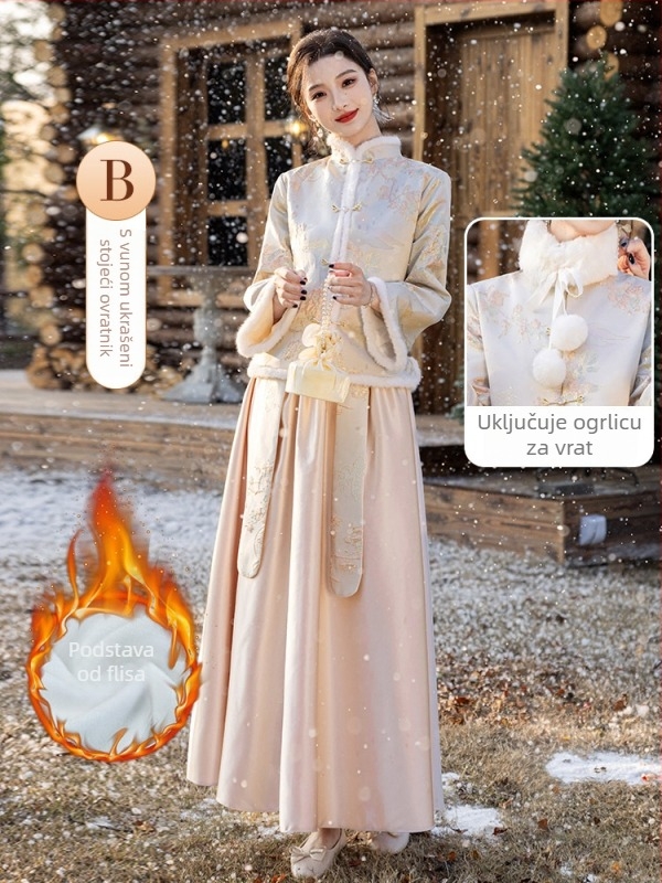 Haljina za djeveruše, dvodjelni set, dugi rukav, kineski stil, saten, poliester, A-kroj, ljetno izdanje 2025