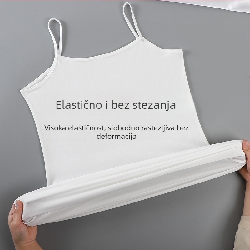 Ženska haljina na tanke naramenice s unutarnjim slojem protiv prozirnosti, midi dužine