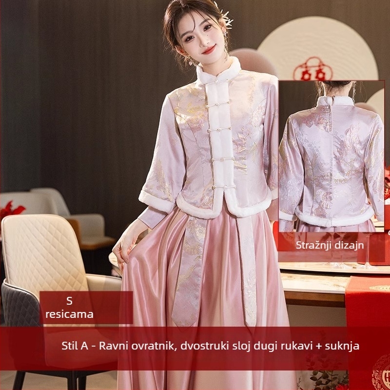 Večernja haljina - mrežasti materijal, poliester 50-70%, dugi rukavi, četvrtasti ovratnik s okruglim zatvaračem