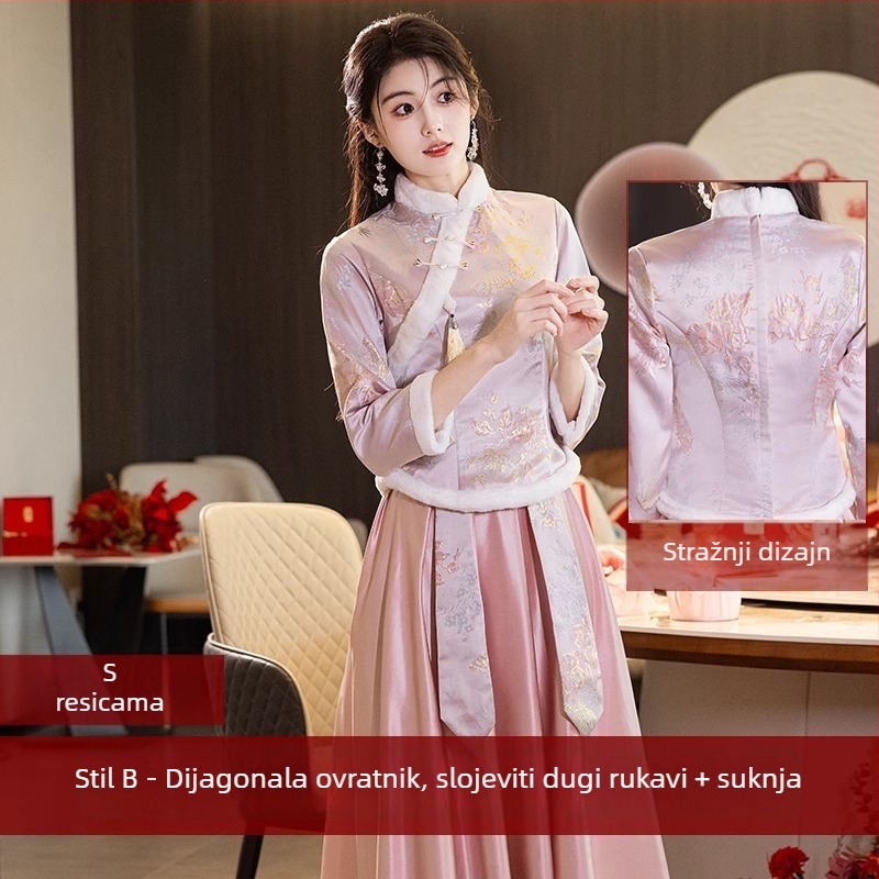 Večernja haljina - mrežasti materijal, poliester 50-70%, dugi rukavi, četvrtasti ovratnik s okruglim zatvaračem