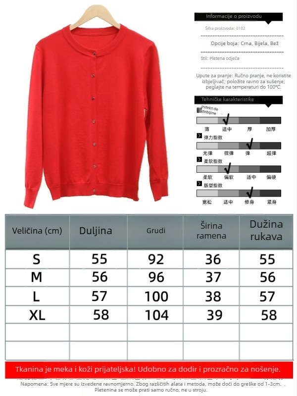 Cardigan pulover, viskozno-najlon smjesa, okrugli izrez, dugi rukavi, normalan kroj