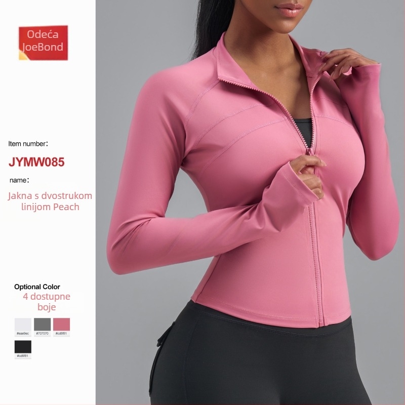 Ženska Slim-Fit sportska jakna s dugim rukavima, standardne duljine, brzo sušeća tkanina (82,5% poliester, 17,5% spandex)