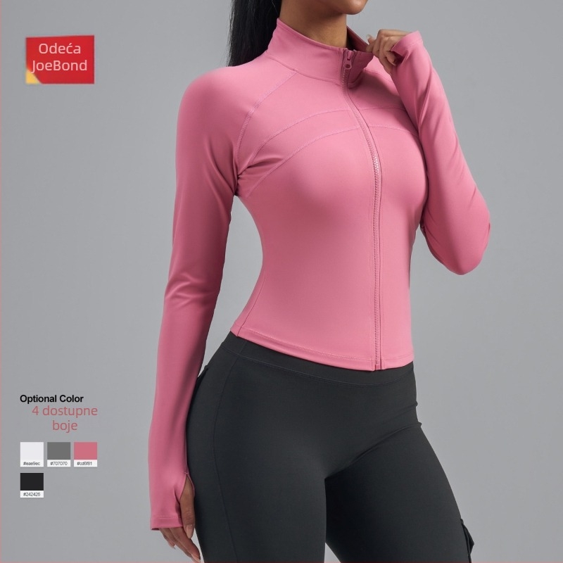 Ženska Slim-Fit sportska jakna s dugim rukavima, standardne duljine, brzo sušeća tkanina (82,5% poliester, 17,5% spandex)