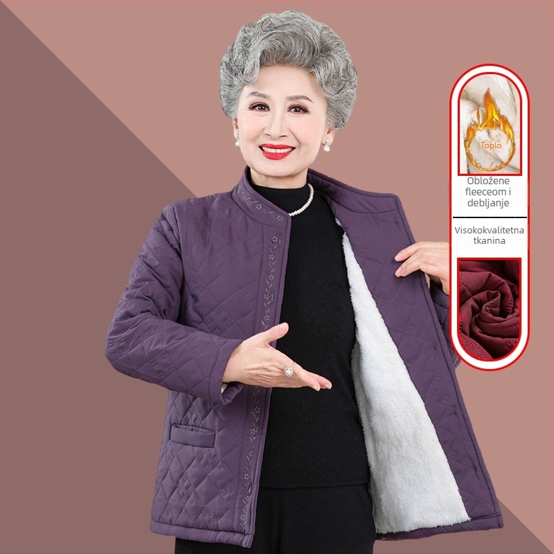 Ženski zimski kaput od poliestera s pamuk punjenjem, debeli, okrugli ovratnik, duljina 50–65 cm