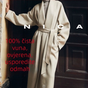 Ženski dvostrani kaput od vune i kašmira, dugi kroj s reverom, široka silueta, 95% vuna