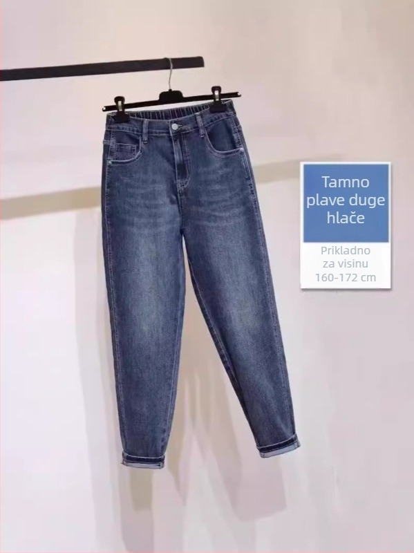 Ženske traperice za plus veličinu, visok pojas, široka linija, za kruškasti oblik tijela, prozračni denim, harém stil, proljeće-jesen