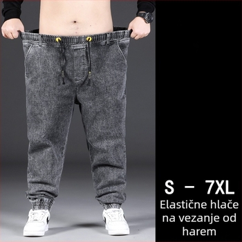 Muške traperice za jesen-zimu, opušten kroj, plus veličina, visoka struka, ravne nogavice, zip, više džepova, ručno crtani detalji