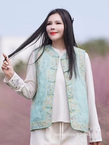 Ženska pamučna vest s punjenjem od pamuka, okrugli ovratnik, jednoradno kopčanje, kineski stil retro