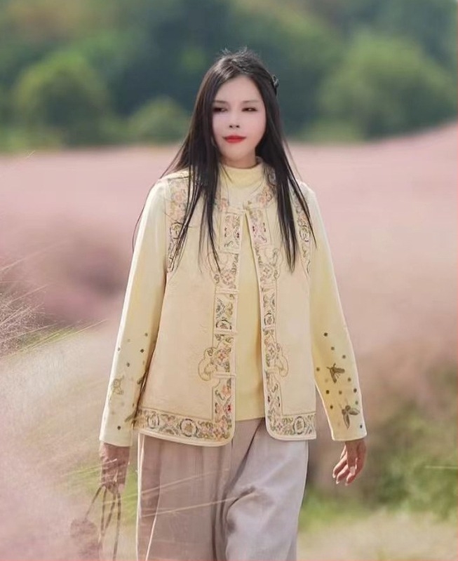 Ženska pamučna vest s punjenjem od pamuka, okrugli ovratnik, jednoradno kopčanje, kineski stil retro