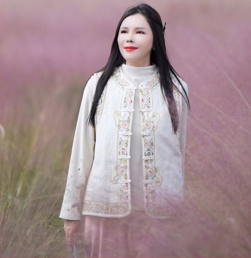 Ženska pamučna vest s punjenjem od pamuka, okrugli ovratnik, jednoradno kopčanje, kineski stil retro