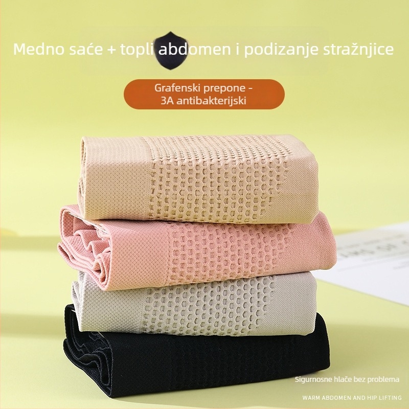 Najlon bezšivni donji veš s srednjim strukom, glatka tkanina, jednobojni uzorak, podstava od viskoze u području prepona