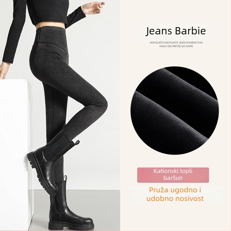 Ženske džins legging Barbie s podstavom, visokim pojasom, oblikuje trup i podiže bokove, uske hlače za jogu u stilu olovke
