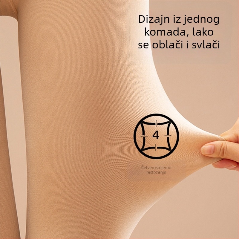 Ženske tajice od najlona s flis podstavom, boja kože, za jesen-zimu, otporne na habanje i anti-piling