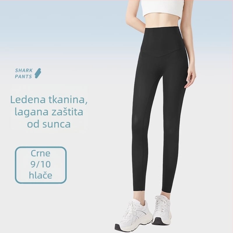 Izuzetno tanke Ice Silk sunčane zaštitne Shark hlače za žene, visoki pojas, plus veličina, ljetne joga legging, model 2025