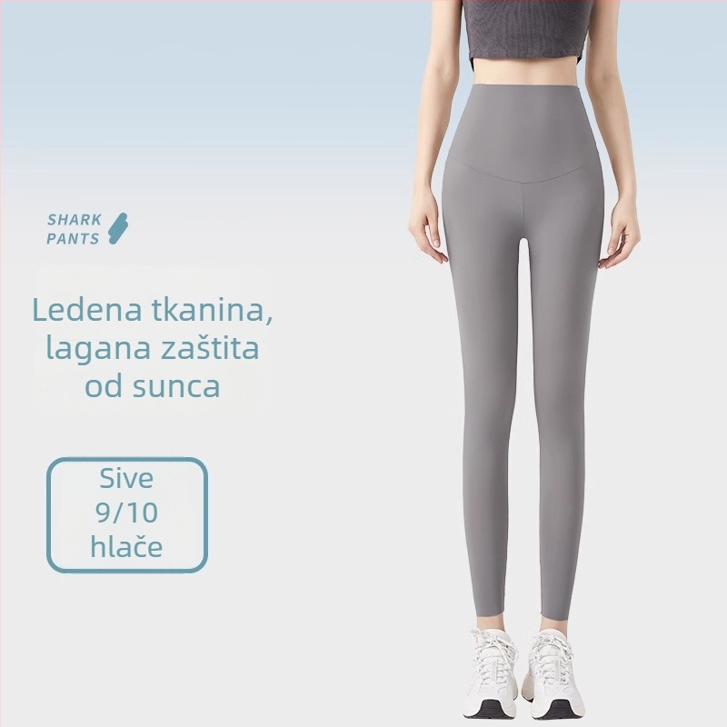 Izuzetno tanke Ice Silk sunčane zaštitne Shark hlače za žene, visoki pojas, plus veličina, ljetne joga legging, model 2025