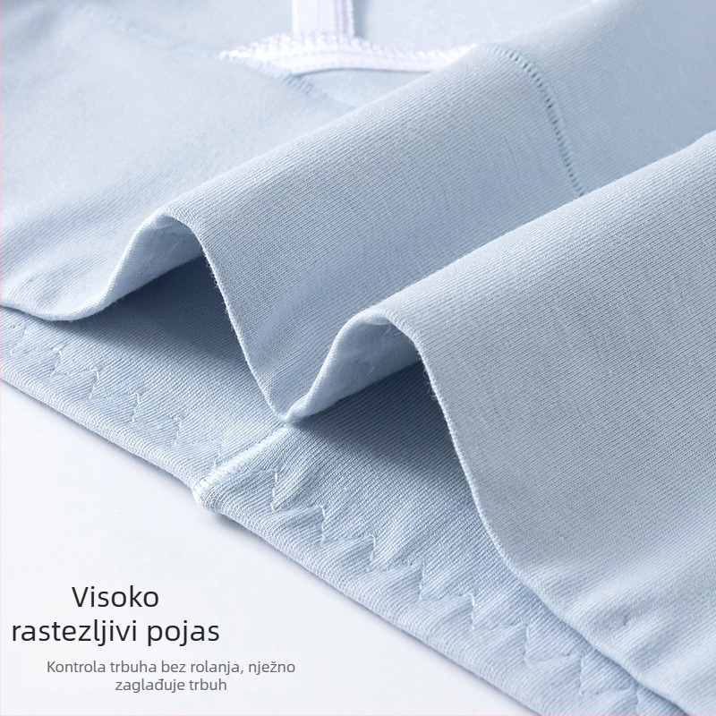 Plus-size ženske gaćice od pamuka s antibakterijskom preponom, visokim strukom, visokim izrezom, trokutastog kroja