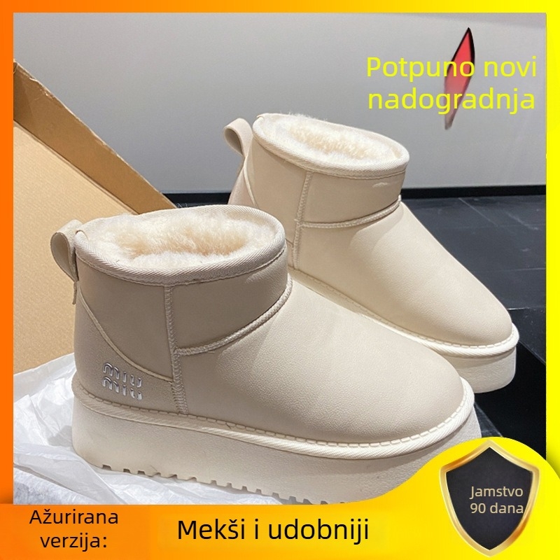Ženske čizme s platformom i debelim potplatom, zimske vodootporne, fleece unutrašnjost, Goodyear potplata