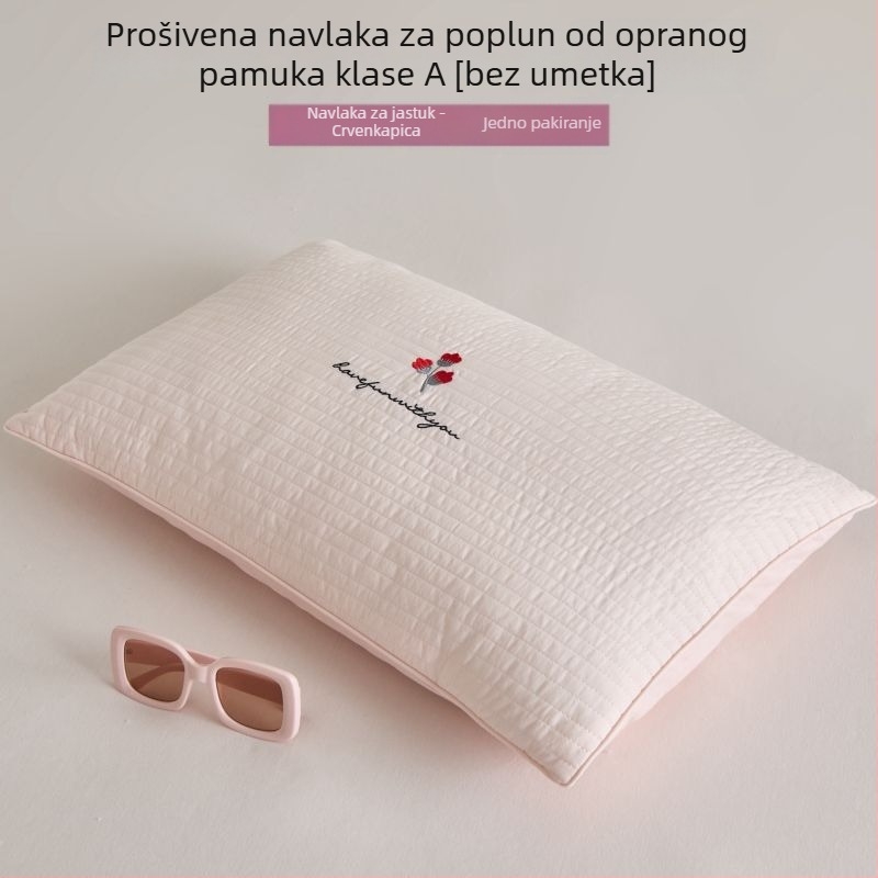 Navlaka za jastuk od pamuka, klase A, kvilting s prešivanjem, bez unutarnje punjenja; uklonjiva i periva; izrađena od čistog pamuka