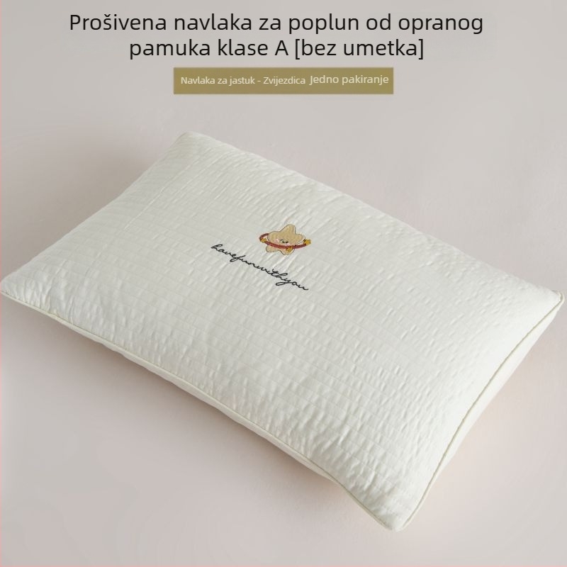 Navlaka za jastuk od pamuka, klase A, kvilting s prešivanjem, bez unutarnje punjenja; uklonjiva i periva; izrađena od čistog pamuka