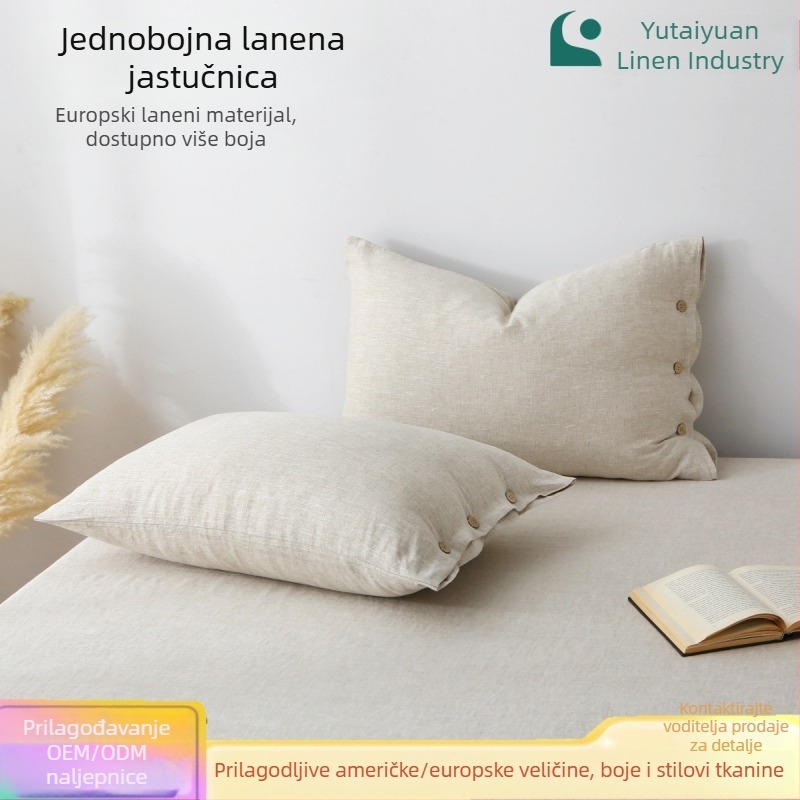 Yutaiyuan Jednobojna lanena navlaka za jastuk, prirodna boja Rain Dew, skandinavski minimalistički stil, blaga nijansna razlika