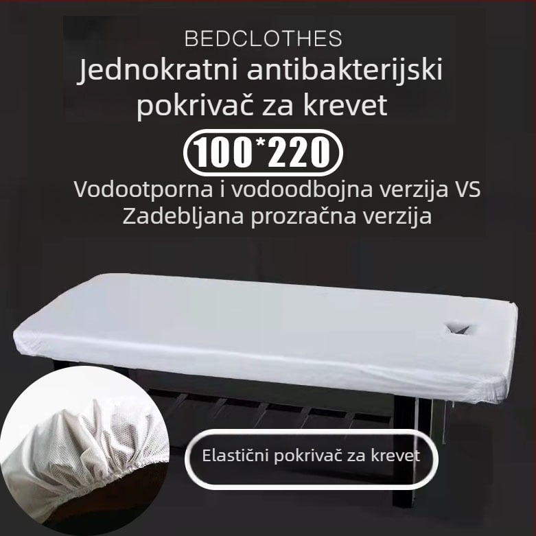 Jednokratna posteljina od netkanog materijala za kozmetičke i masažne stolove, s otvorima, prozračna i vodootporna, s elastičnim kutovima