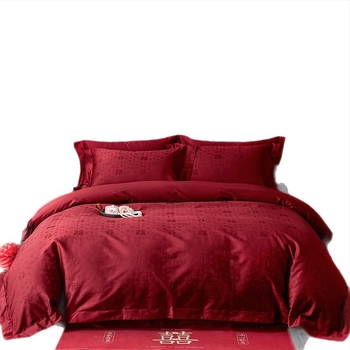 Četverodijelni set posteljine - dugovlasni pamuk jacquard, 100 niti, gustoća tkanine 200x100, vjenčani stil