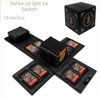 Kutija za pohranu kartica Nintendo Switch, sklopiva od ABS-a, injekcijski oblikovana, kapacitet 16 kartica, masa 110 g
