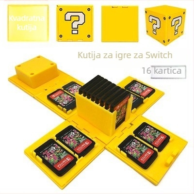 Kutija za pohranu kartica Nintendo Switch, sklopiva od ABS-a, injekcijski oblikovana, kapacitet 16 kartica, masa 110 g