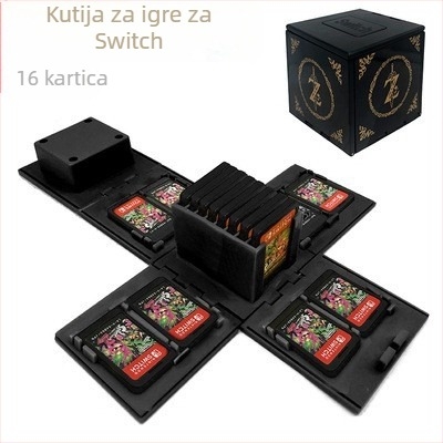 Kutija za pohranu kartica Nintendo Switch, sklopiva od ABS-a, injekcijski oblikovana, kapacitet 16 kartica, masa 110 g