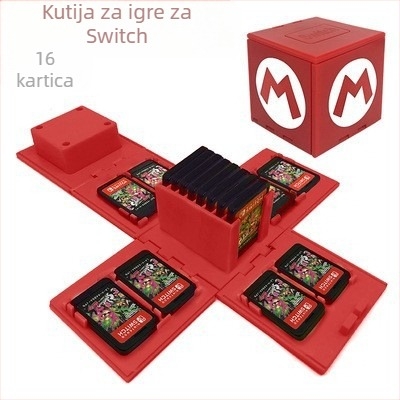 Kutija za pohranu kartica Nintendo Switch, sklopiva od ABS-a, injekcijski oblikovana, kapacitet 16 kartica, masa 110 g