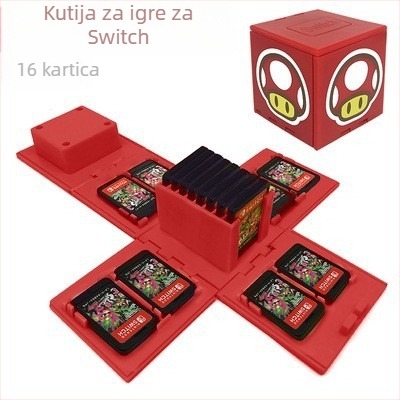 Kutija za pohranu kartica Nintendo Switch, sklopiva od ABS-a, injekcijski oblikovana, kapacitet 16 kartica, masa 110 g