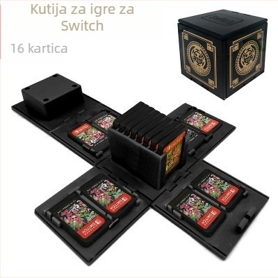 Kutija za pohranu kartica Nintendo Switch, sklopiva od ABS-a, injekcijski oblikovana, kapacitet 16 kartica, masa 110 g