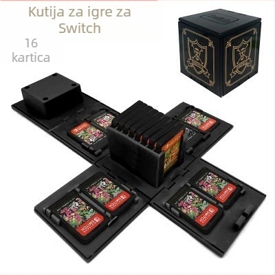 Kutija za pohranu kartica Nintendo Switch, sklopiva od ABS-a, injekcijski oblikovana, kapacitet 16 kartica, masa 110 g