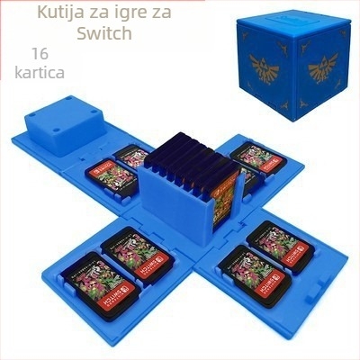 Kutija za pohranu kartica Nintendo Switch, sklopiva od ABS-a, injekcijski oblikovana, kapacitet 16 kartica, masa 110 g