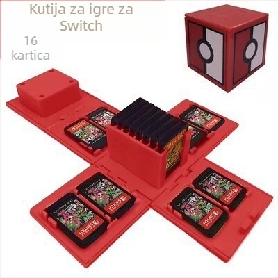 Kutija za pohranu kartica Nintendo Switch, sklopiva od ABS-a, injekcijski oblikovana, kapacitet 16 kartica, masa 110 g