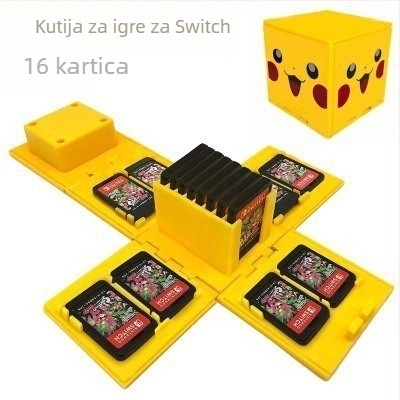Kutija za pohranu kartica Nintendo Switch, sklopiva od ABS-a, injekcijski oblikovana, kapacitet 16 kartica, masa 110 g