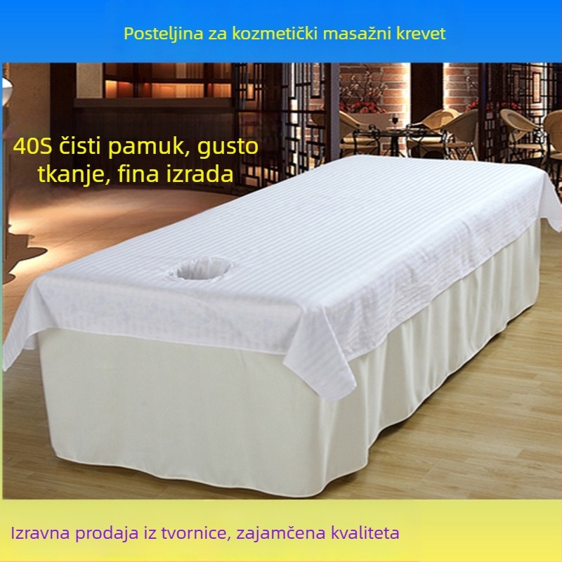 Bijeli platna za masažu od 100% pamuka, s rupama, za kozmetički salon