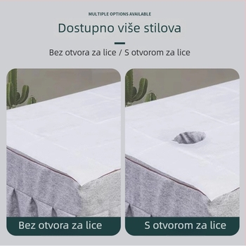 Jednokratna posteljina za salone ljepote, prozračna, debela, vodootporna i otporna na ulja, za masažni krevet s otvorima, od netkane tkanine