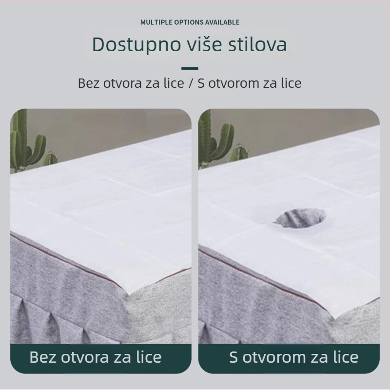 Jednokratna posteljina za salone ljepote, prozračna, debela, vodootporna i otporna na ulja, za masažni krevet s otvorima, od netkane tkanine