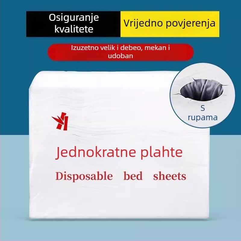 Jednokratna posteljina za salone ljepote, prozračna, debela, vodootporna i otporna na ulja, za masažni krevet s otvorima, od netkane tkanine