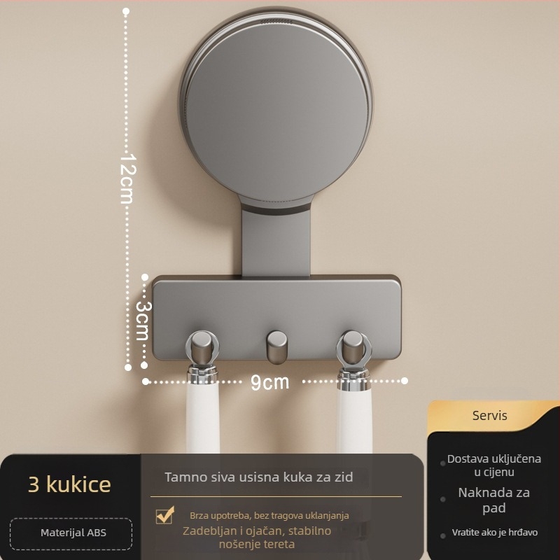 Kuhinjski vješalice s vakuum držačima — ABS, više redova, moderni minimalistički stil, nosivost 5–10 kg