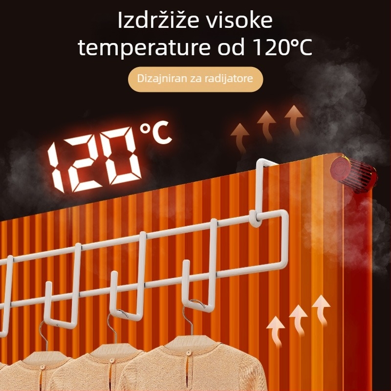 Kuka za radijator – bez rupa, univerzalna, debela, otporna na toplinu (ugljikova čelika, nosivost do 10 kg, kuka)