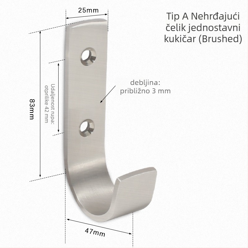 Kuka od nehrđajućeg čelika za kupaonicu i kuhinju – jednostavna kuka, moderni minimalistički stil