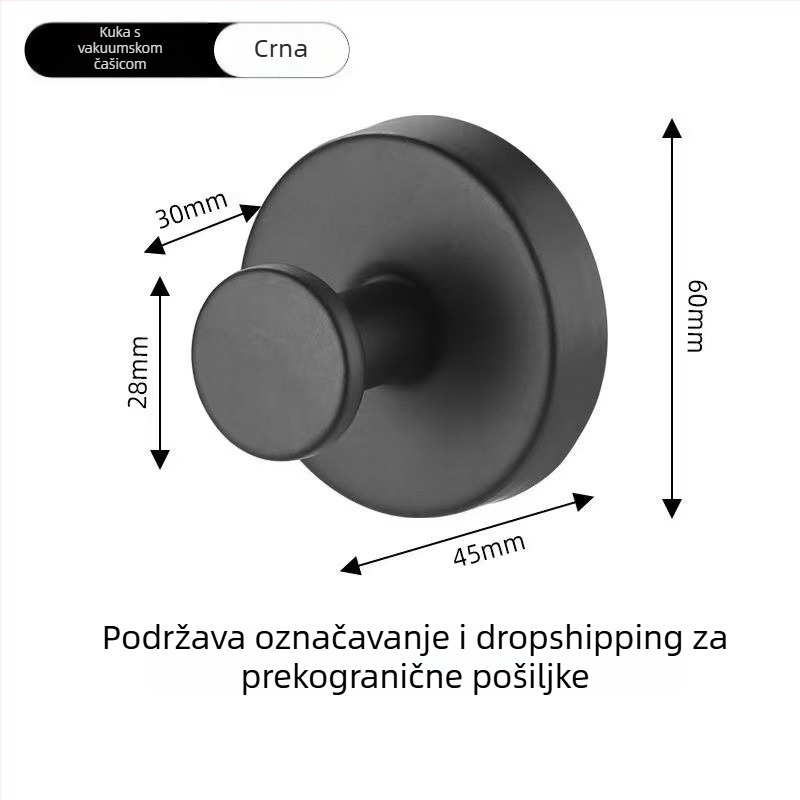 Kuka od nehrđajućeg čelika s vakuumskim držačem, bez bušenja, bez čavlića, za spavaću sobu i kupaonicu, skandinavski minimalistički dizajn