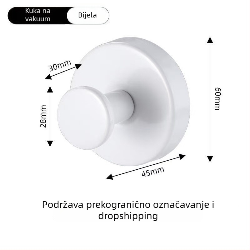 Kuka od nehrđajućeg čelika s vakuumskim držačem, bez bušenja, bez čavlića, za spavaću sobu i kupaonicu, skandinavski minimalistički dizajn