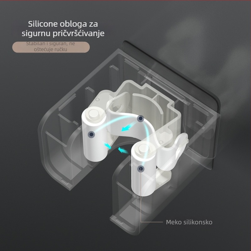 Zidni držač za mop i metlu bez bušenja – ABS materijal, Moni brend, 0,3 kg, moderan minimalistički stil