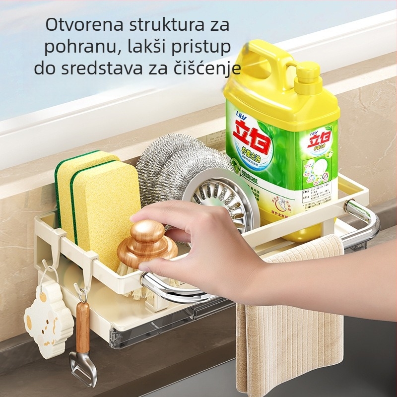 Zidni držač za kuhinjske krpe s posudom za kapljice, višenamjenski, od karbonske čelika; zidni montažni sustav; lansirano ljeto 2017