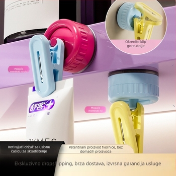 Rotirajući držač za skladištenje s usisnom čašom — plastika, jedan kuk, nosivost 0–1 kg, lansiran 2024.