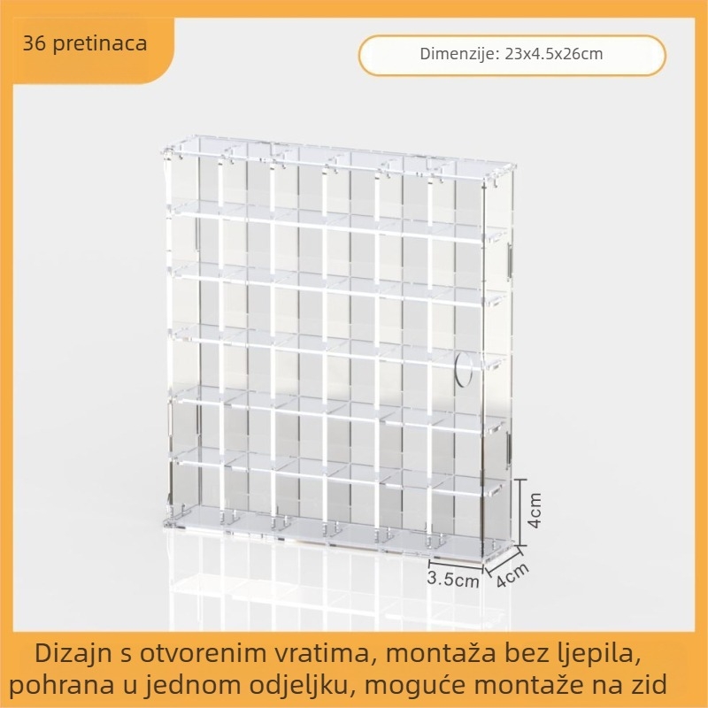 Prozirna akrilna vitrina za figurice, zidna, uklonjiva, kapaciteta 18 L