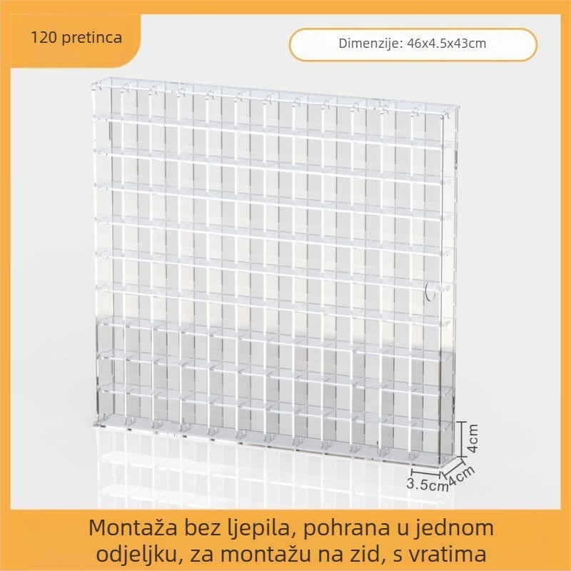Prozirna akrilna vitrina za figurice, zidna, uklonjiva, kapaciteta 18 L